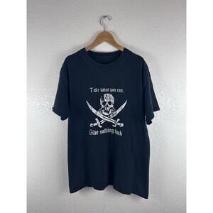 Pirate Skull Cross Swords Graphic T Shirt Mens Large Black